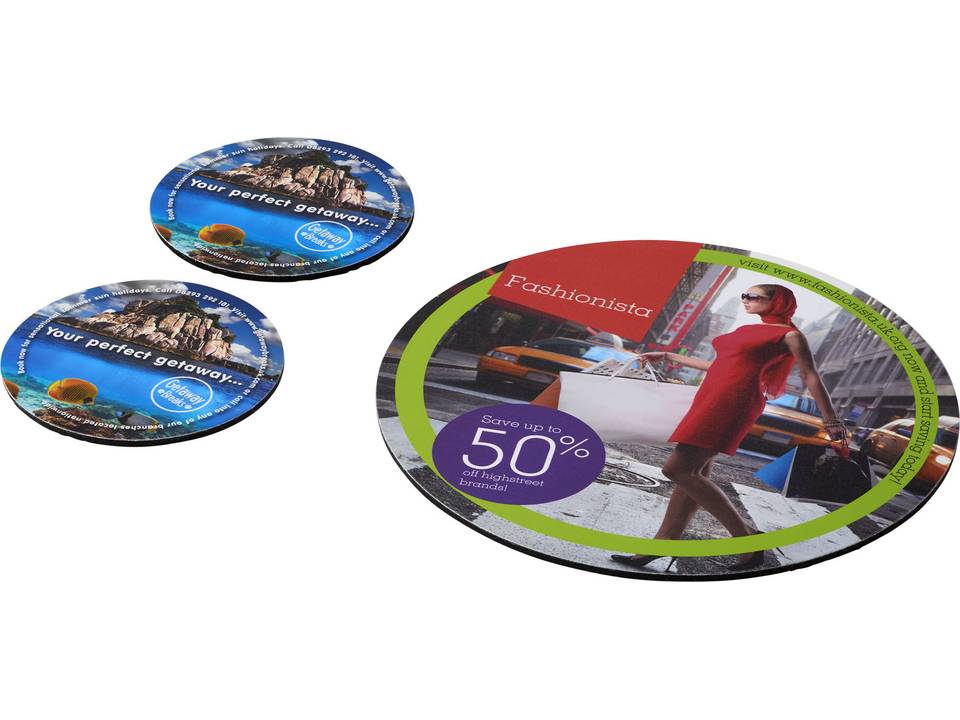 Ensemble de tapis de souris et de dessous de verre Q-Mat® 5 3