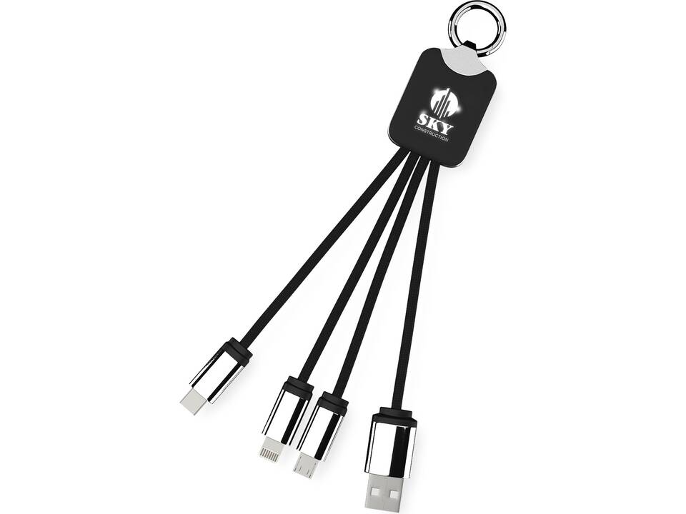 Câble carré 3-en-1 avec logo lumineux SCX.design C15 12