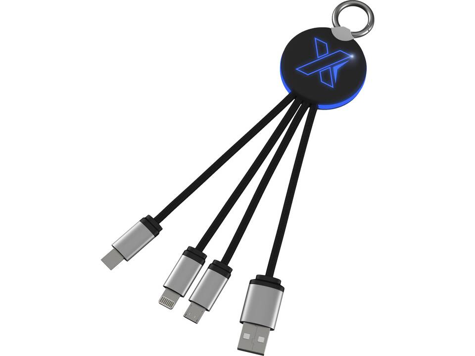 Câble rond 3-en-1 avec logo lumineux SCX.design C16 5
