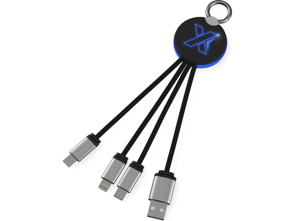 Câble rond 3-en-1 avec logo lumineux SCX.design C16 6