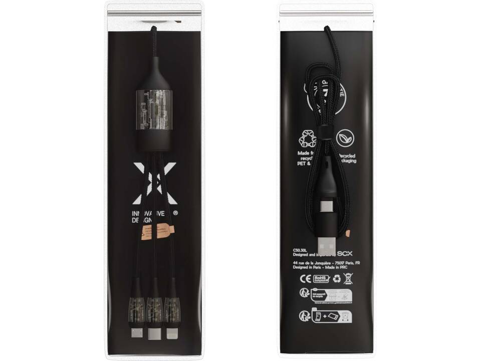 Câble de charge rapide 5-en-1 100 W/5 A avec affichage numérique SCX.design C50 1