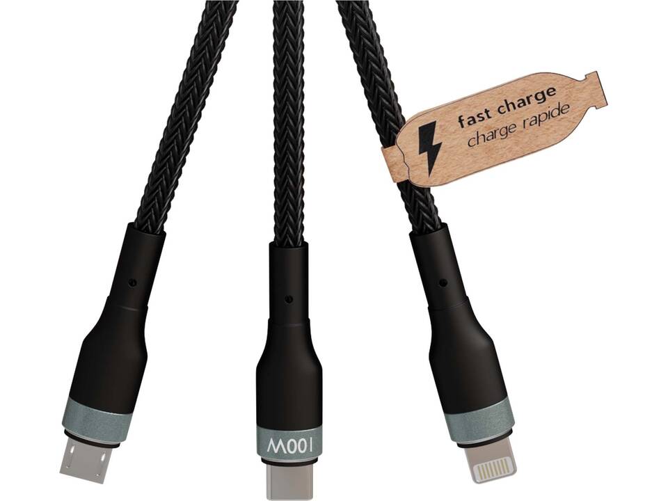 Câble de charge ultra rapide 5-en-1 de 100 W SCX.design C53 en rPET 5