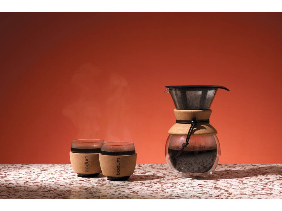 2 glazen Bodum kopjes met kurkband - 350 ml 2