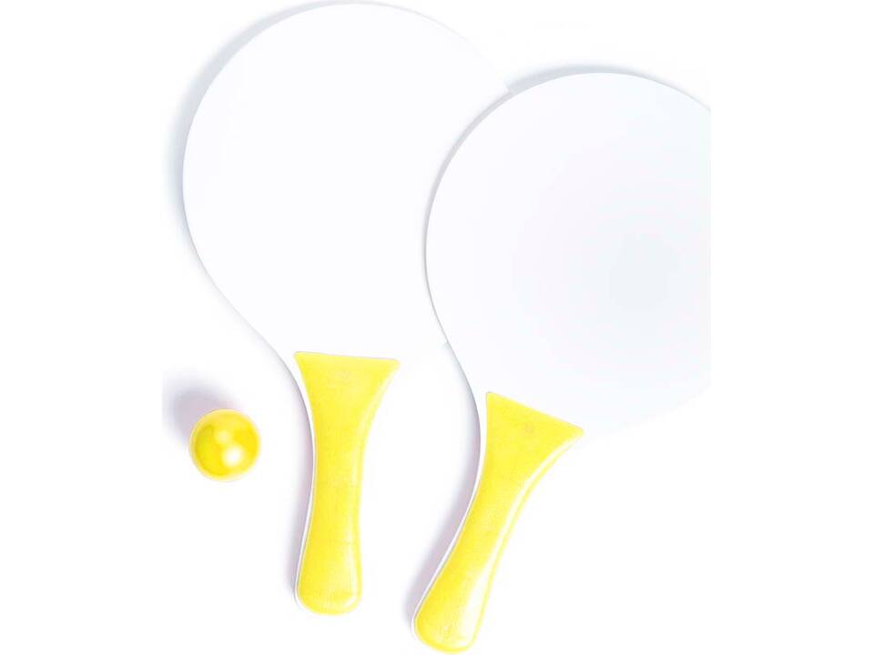 Paire de raquettes de plage en bois naturel 4