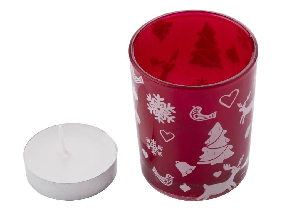 Photophore en verre décoré et livré avec une bougie 2