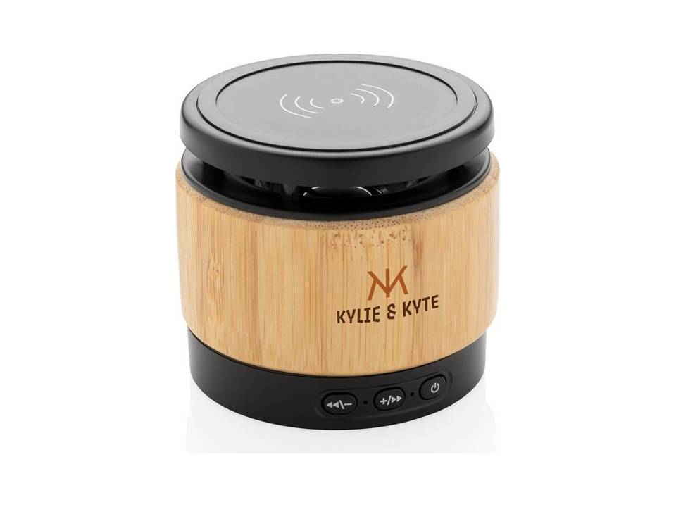 Enceinte 3W avec chargeur à induction en bambou 4