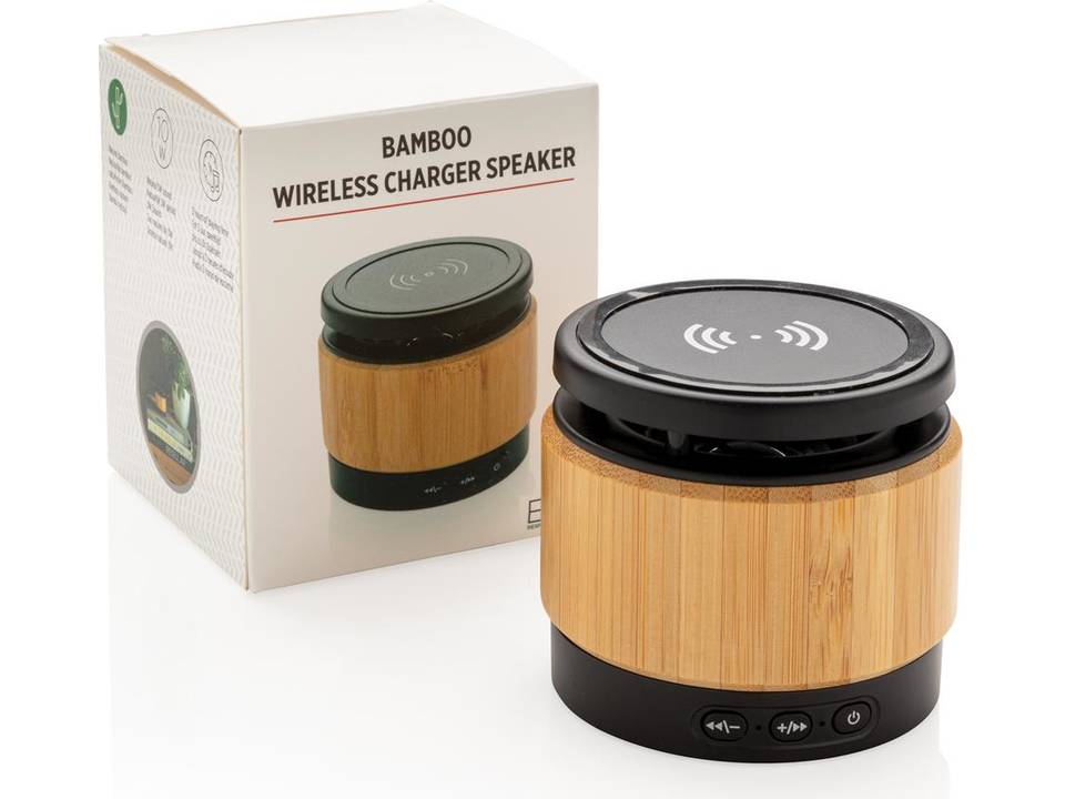 Enceinte 3W avec chargeur à induction en bambou 5