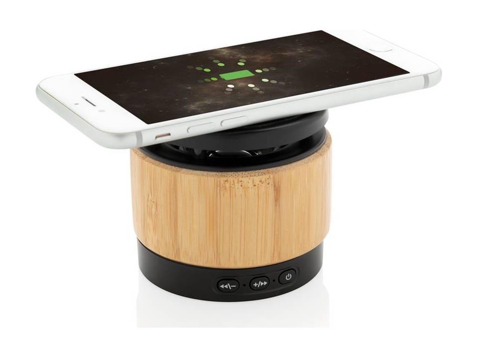 Enceinte 3W avec chargeur à induction en bambou 6
