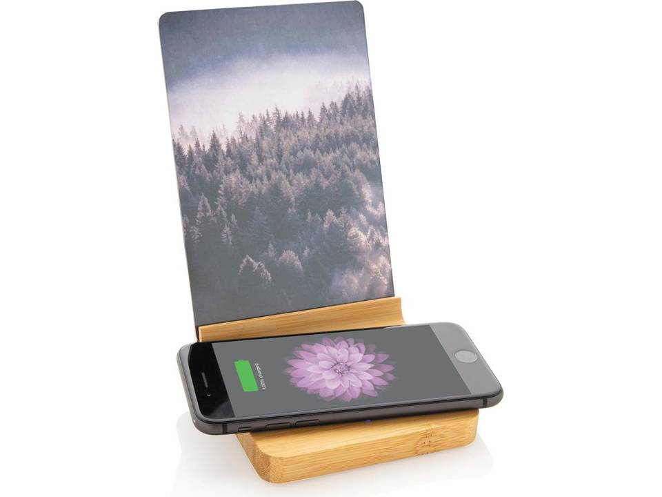 Cadre photo avec chargeur sans fil 5W en bambou 6