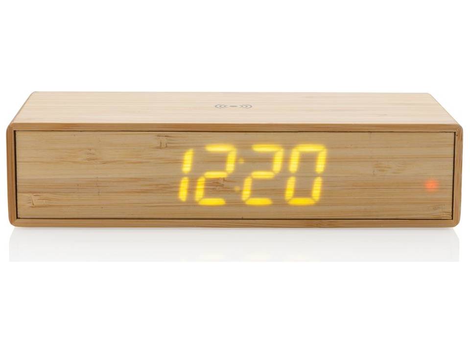 Réveil en bambou avec chargeur sans fil 5W 6