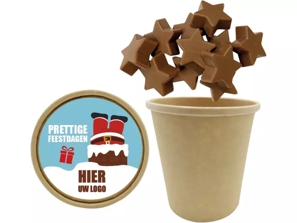 Gobelet bio avec étoiles en chocolat au lait – 200 g, autocollant sur le couvercle inclus 1