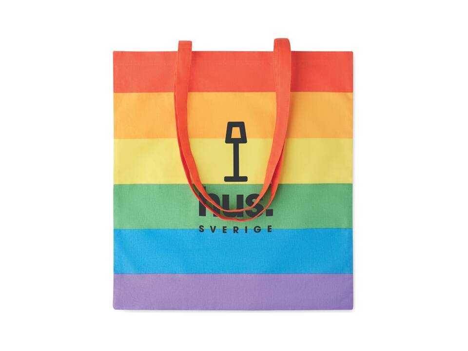 Sac shopping en coton arc-en-ciel 38x42cm 1