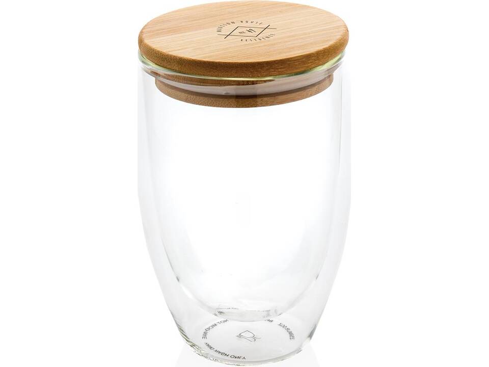 Verre double paroi 350ml avec couvercle en bambou 5