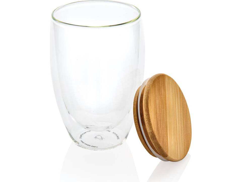 Verre double paroi 350ml avec couvercle en bambou 3