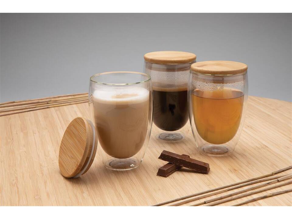 Verre double paroi 350ml avec couvercle en bambou 7