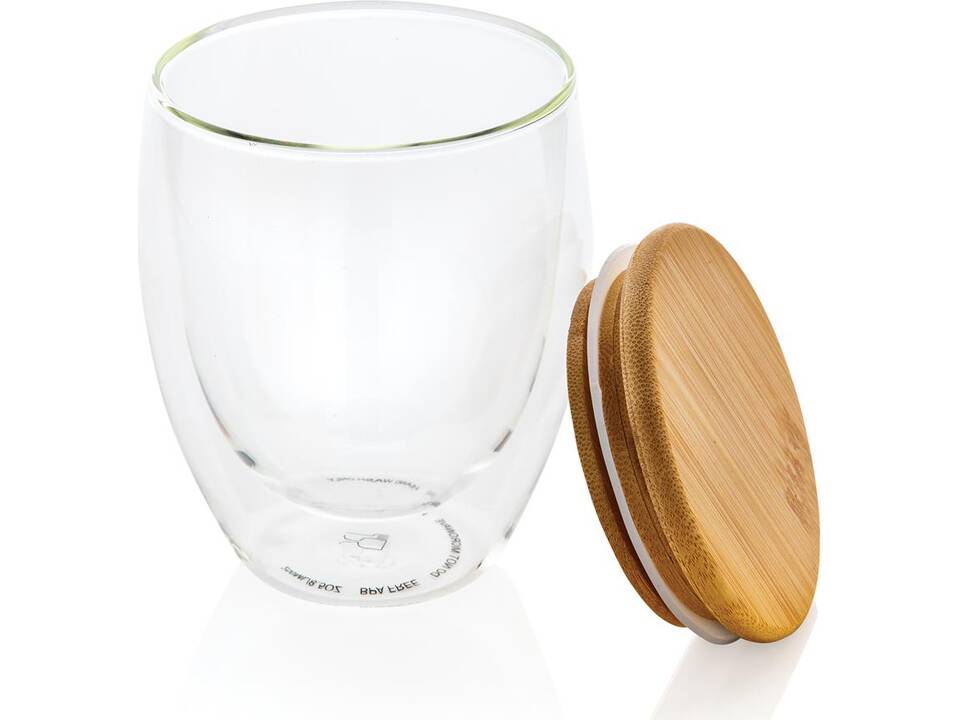 Verre double paroi 250ml avec couvercle en bambou 3