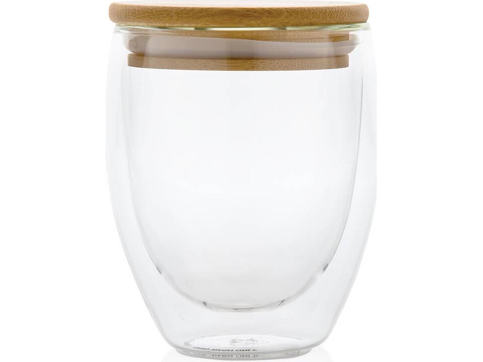 Verre double paroi 250ml avec couvercle en bambou 2