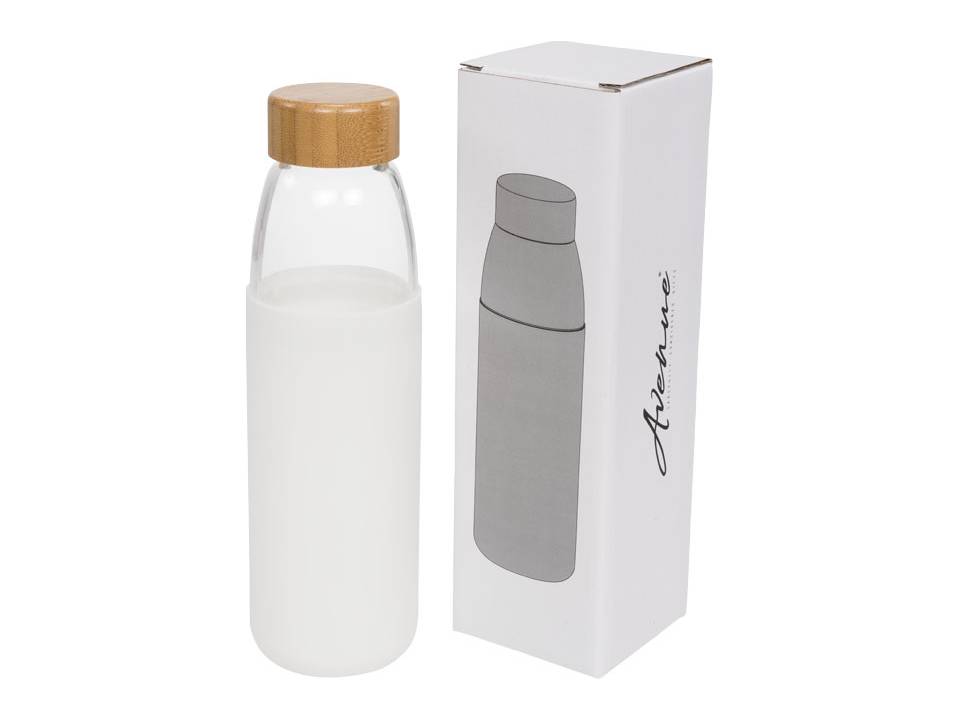 Bouteille sport en verre de 540 ml avec couvercle en bois Kai