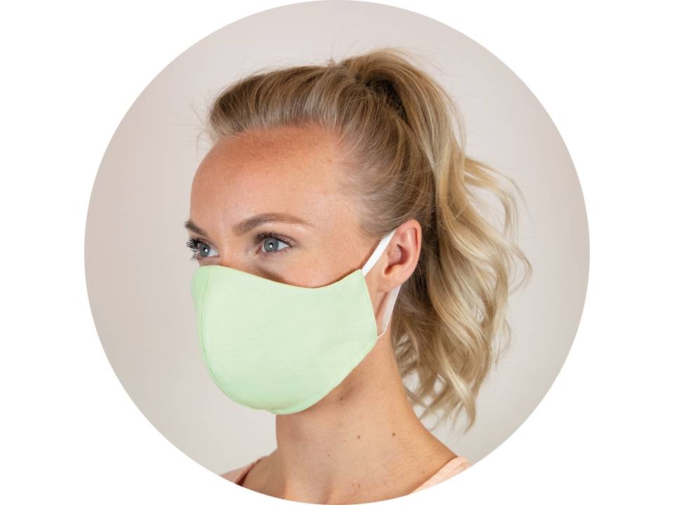Herbruikbaar mondmasker uit medisch katoen met ruimte voor filter groen