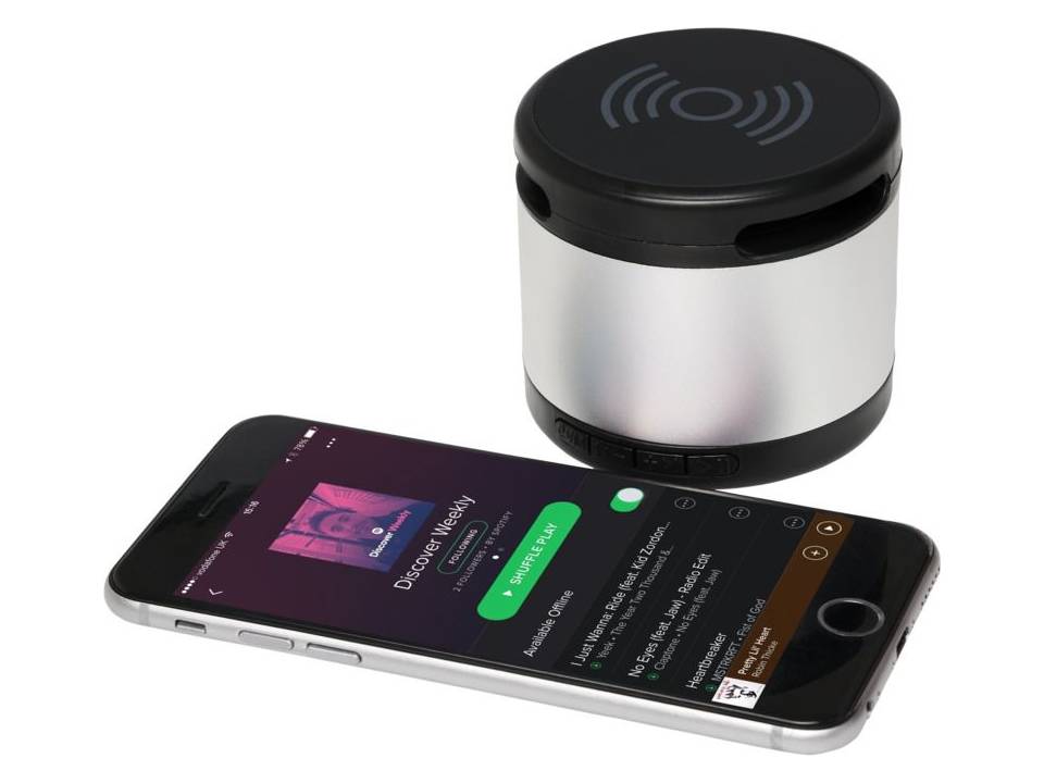 Haut-parleur Bluetooth® Jones métallique avec tapis de charge sans fil