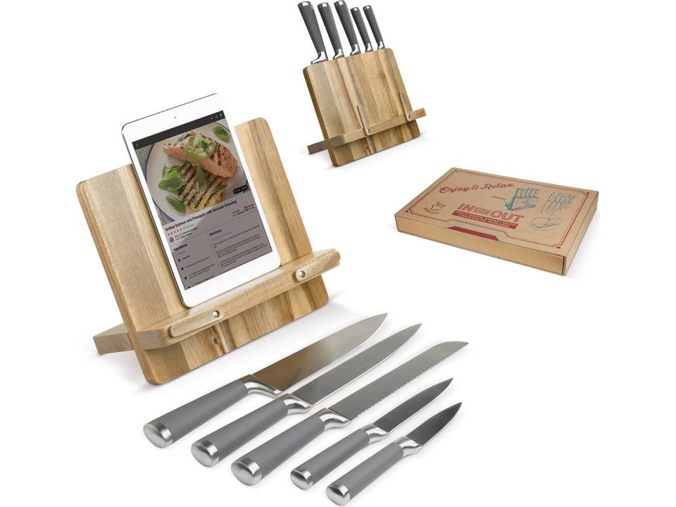 Support livre de cuisine et couteaux 3