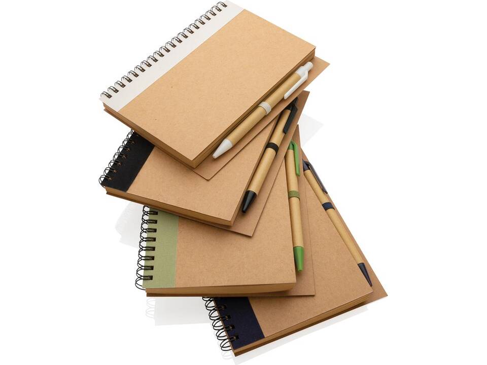 Cahier à spirales kraft avec stylo 25
