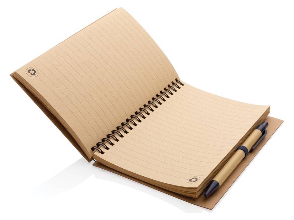 Cahier à spirales kraft avec stylo 5