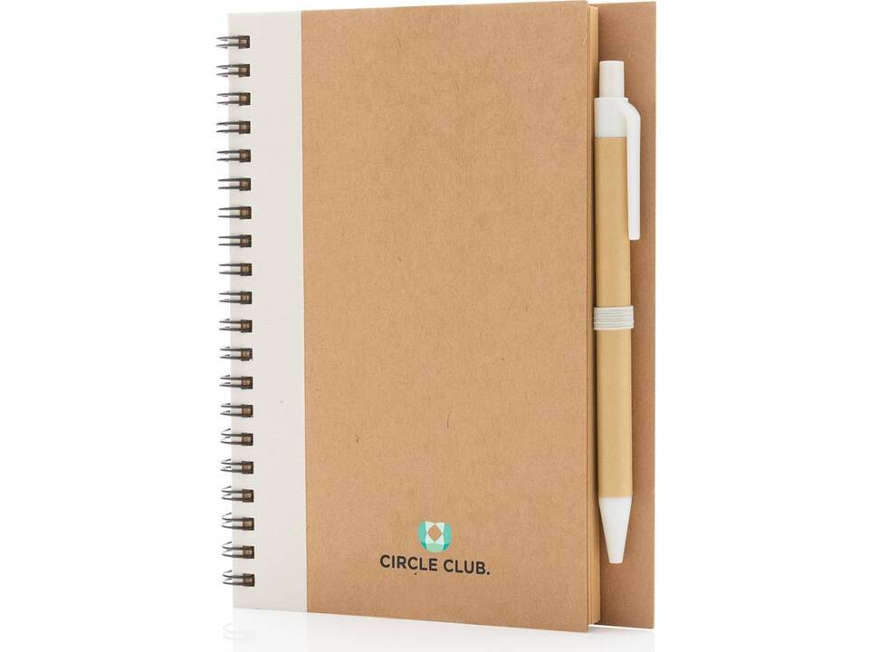 Cahier à spirales kraft avec stylo 24