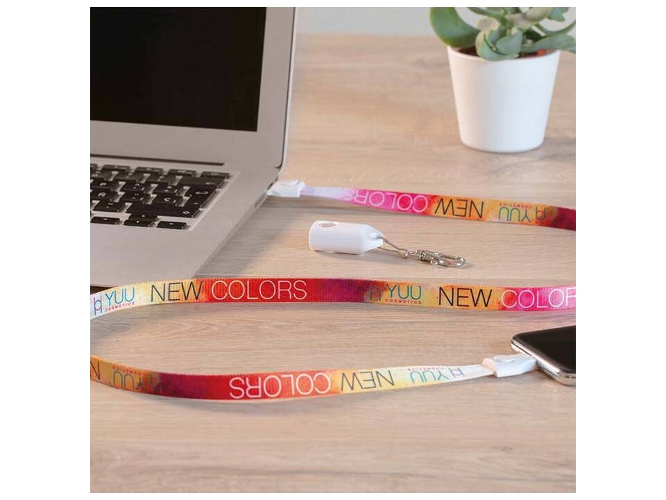 Lanyard 2-en-1 sublimé sur mesure avec câble de charge intégré – design entièrement personnalisé 9