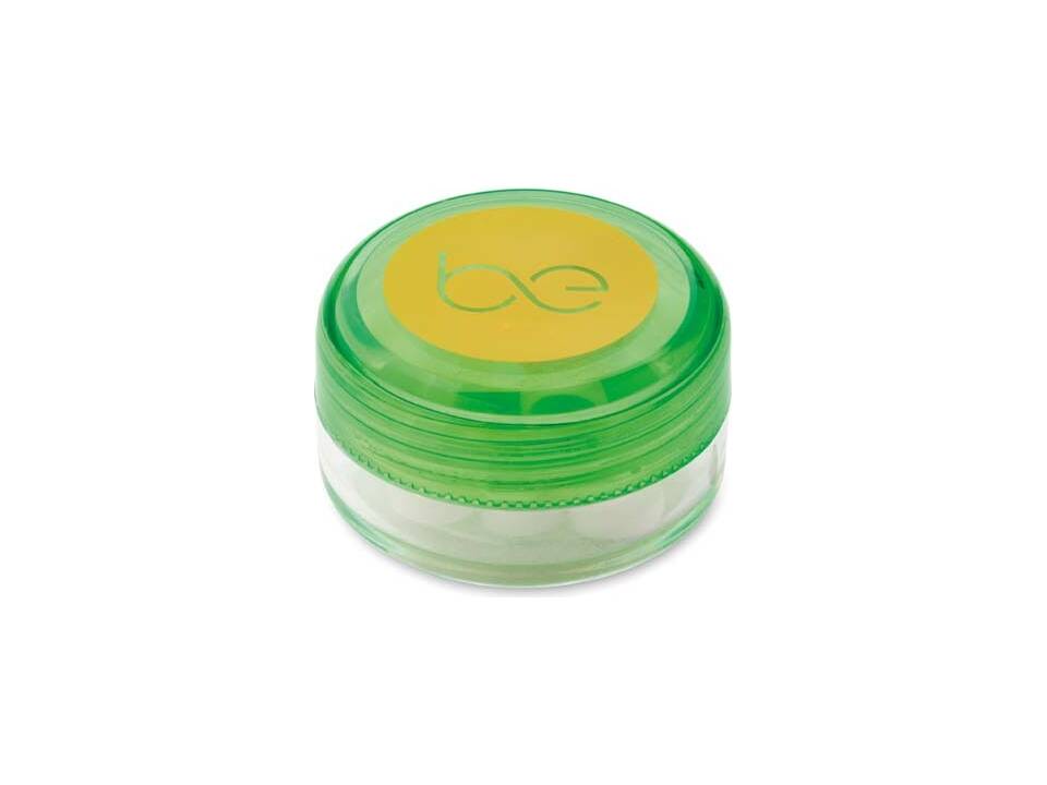 Boîte plastique ronde sur mesure remplie de menthes ou de bonbons – design entièrement personnalisé 2