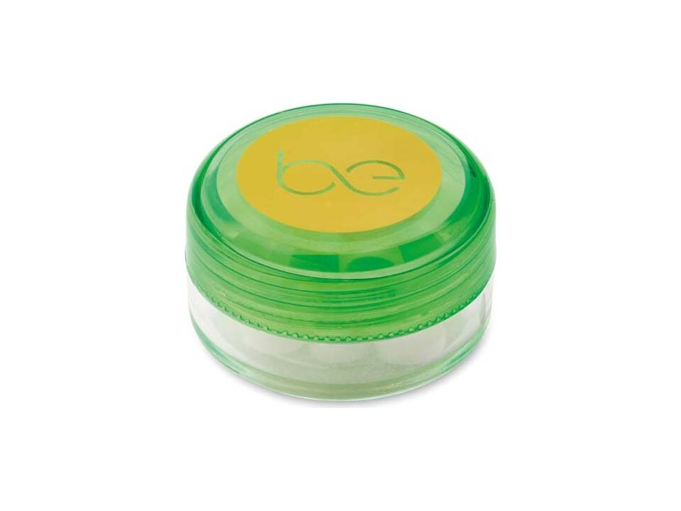 Boîte plastique ronde sur mesure remplie de menthes ou de bonbons – design entièrement personnalisé 3