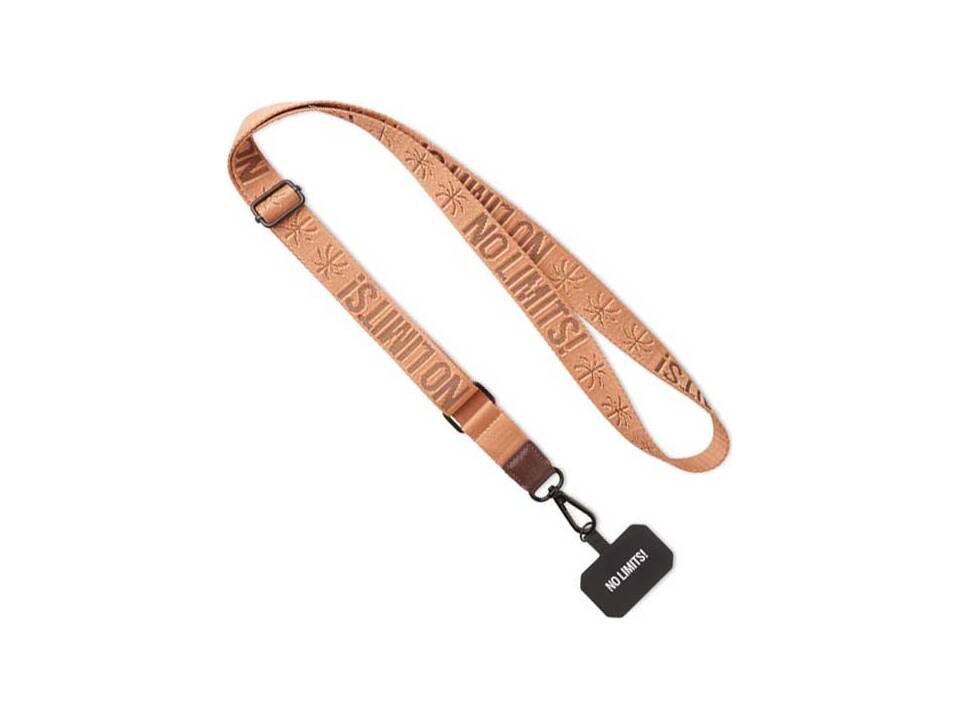 Porte-téléphone bandoulière réglable en tissu tissé sur mesure avec patch en cuir PU embossé – Design entièrement personnalisé 1