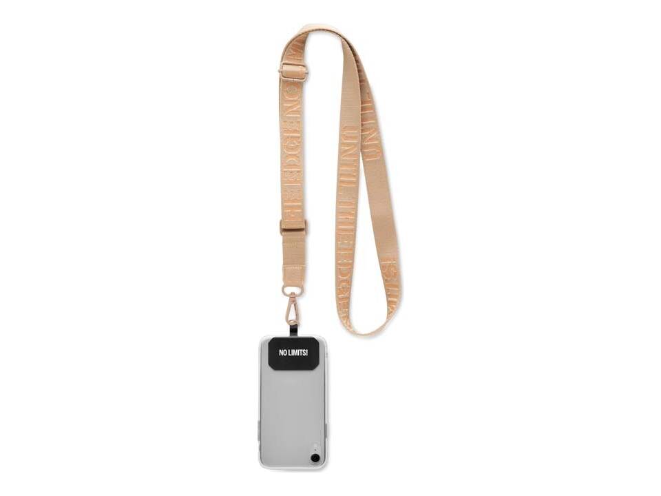 Porte-téléphone bandoulière réglable en tissu tissé sur mesure avec patch en cuir PU embossé – Design entièrement personnalisé 7