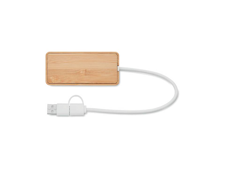 Hub USB 3 ports en bambou 1