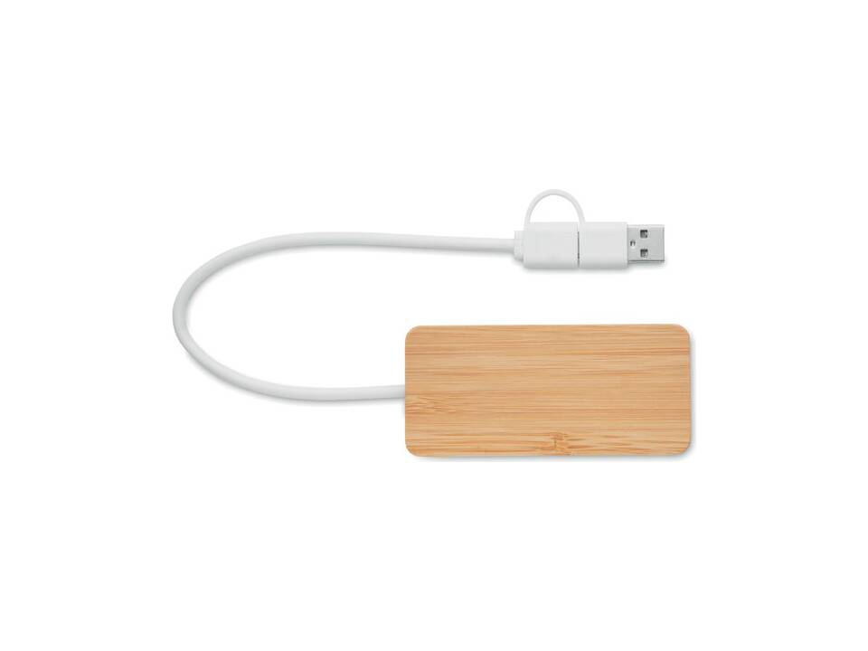 Hub USB 3 ports en bambou 2