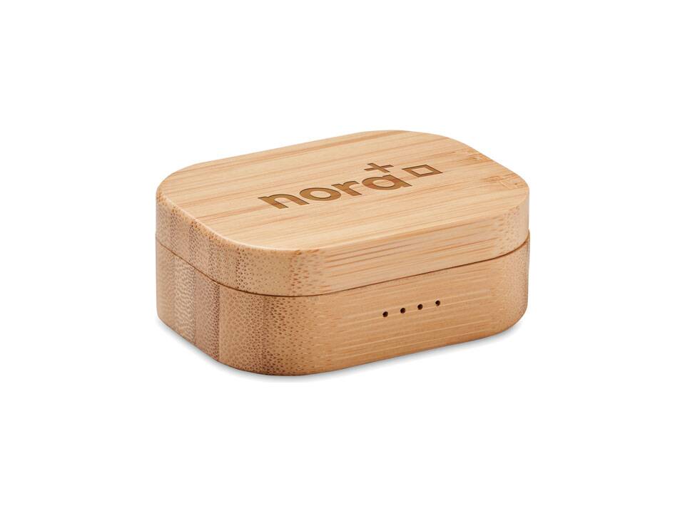 TWS earbuds in bamboo case 2