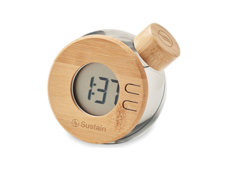 Water powered bamboo LCD clock 3