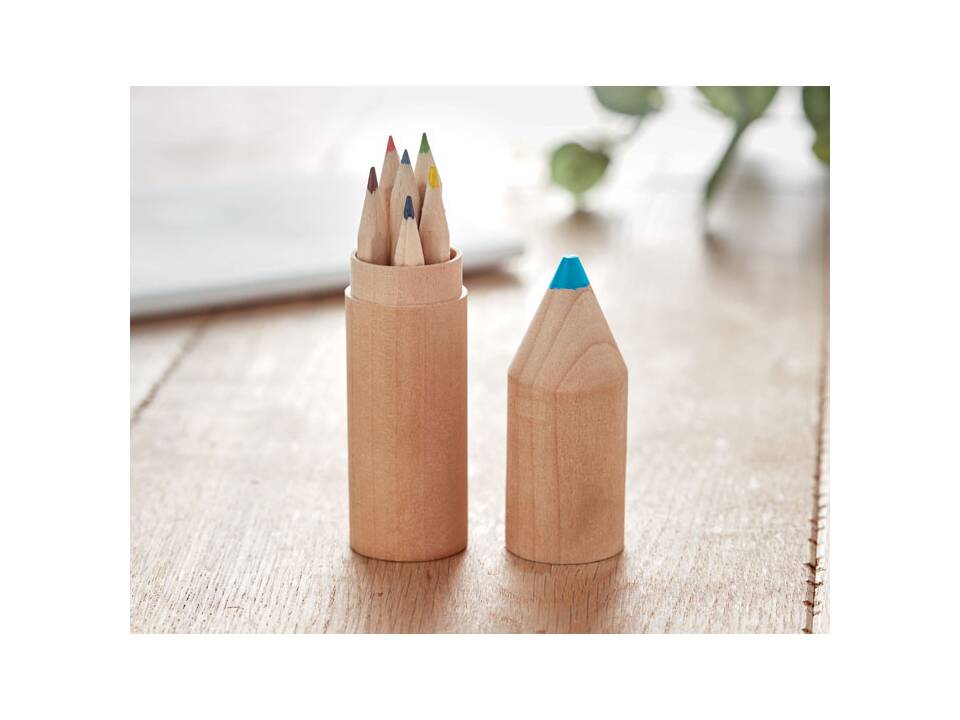 6 crayons dans un étui en bois 4