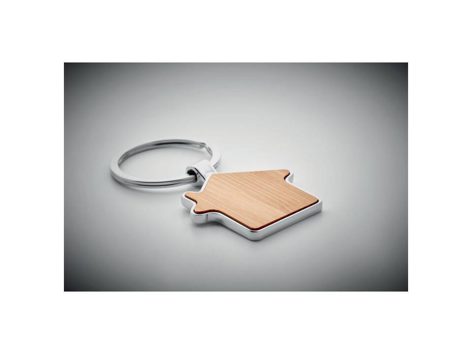 Porte-clés maison métal bambou 3
