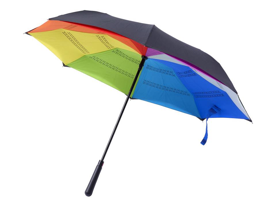 Omkeerbare paraplu met gekleurde onderlaag