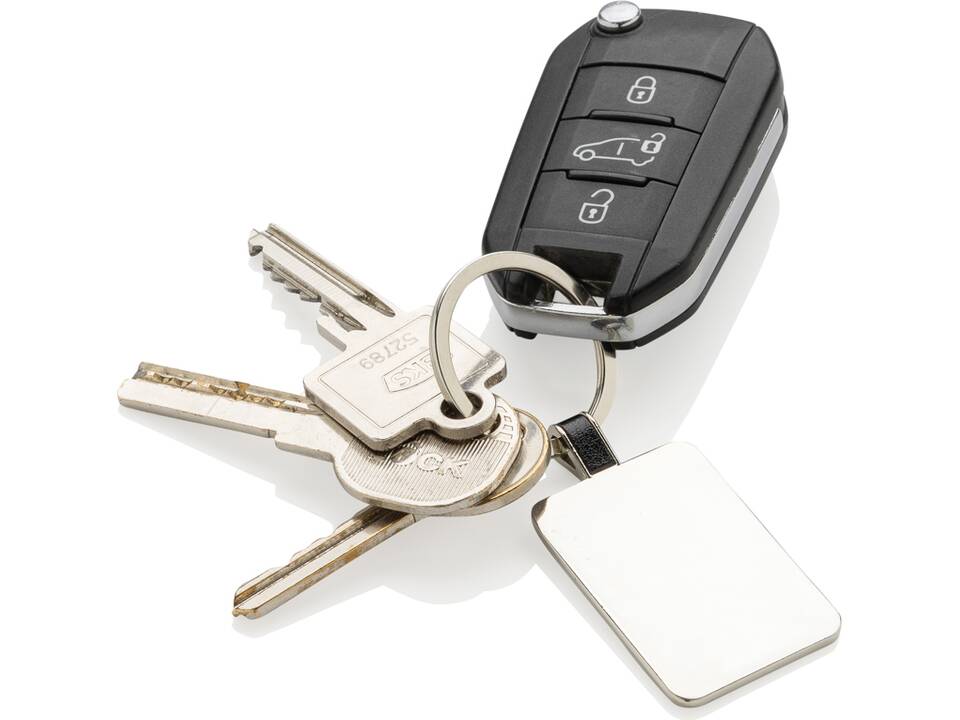 Porte-clés rectangle en alliage de zinc recyclé RCS 2