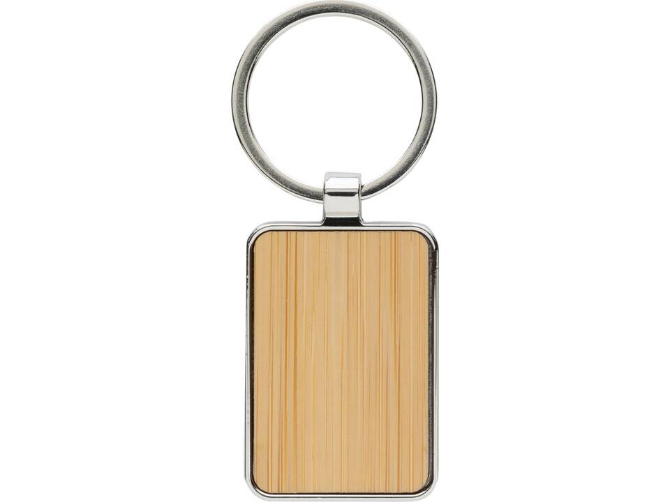 Porte-clés rectangle en alliage de zinc RCS et bambou 2