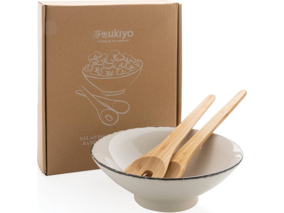 Saladier avec couvert à salade en bambou Ukiyo 8