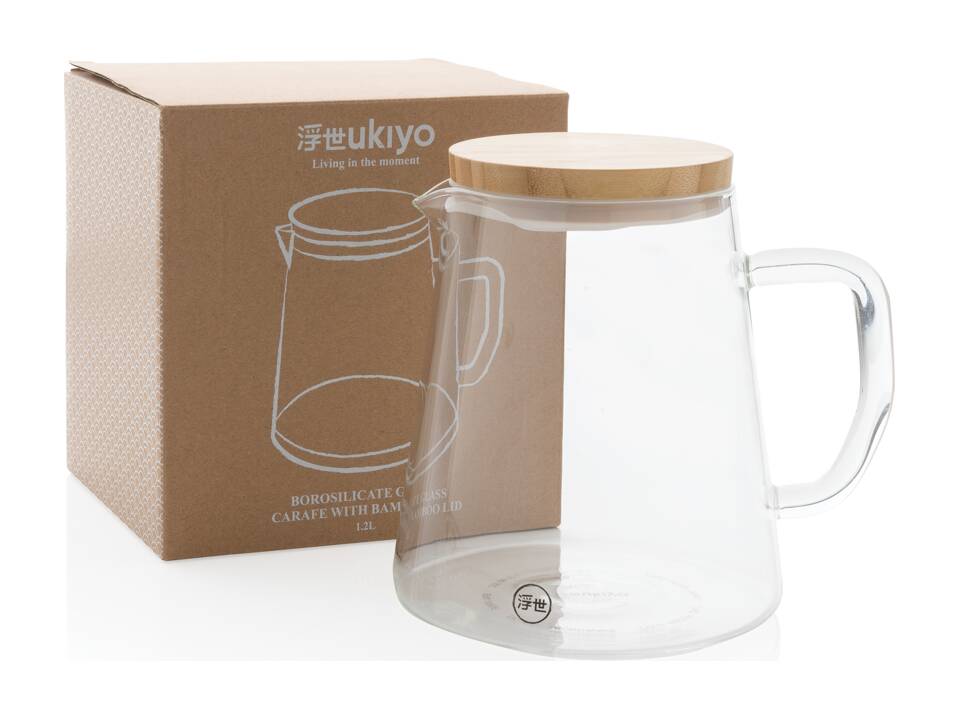 Carafe d'eau 1,2L en verre avec couvercle en bambou Ukiyo 6
