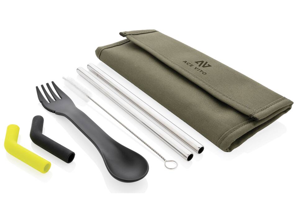 Set pailles 2 pcs et couverts Tierra 29