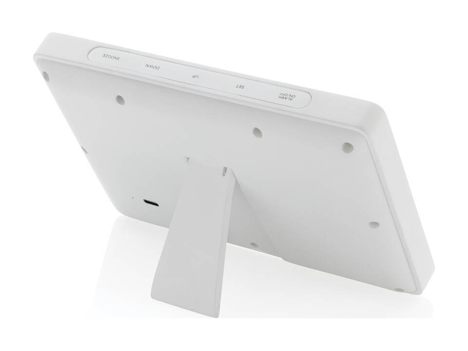 Station météo LED en bambou FSC® et plastique RCS Utah 3