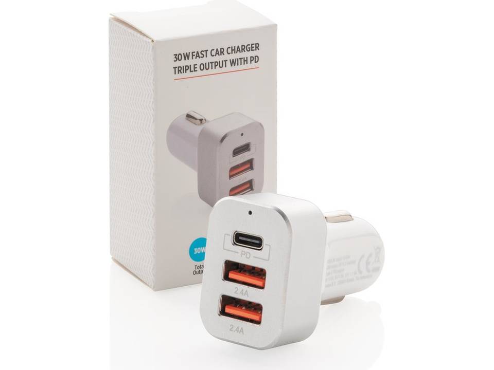 30W Chargeur voiture rapide triple sortie 6