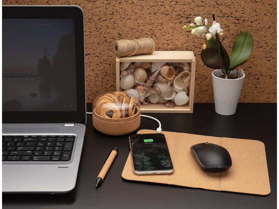 Tapis de souris en liège avec support téléphone et induction 8