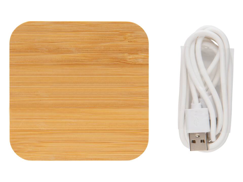 Chargeur sans fil 5W et USB en bambou FSC 3