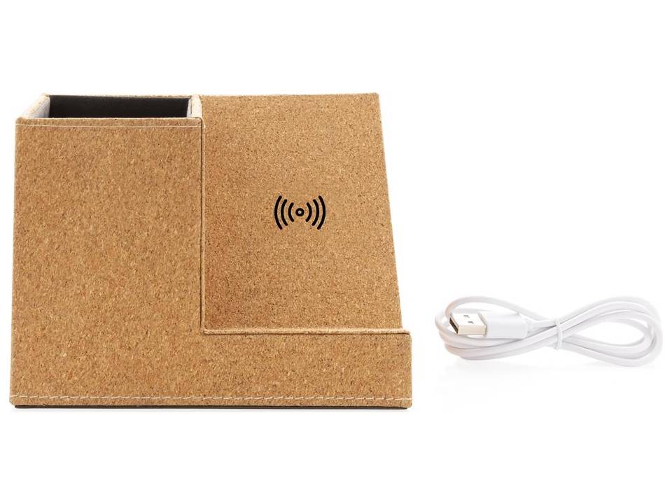 Chargeur à induction 5W en liège avec porte-crayons 6